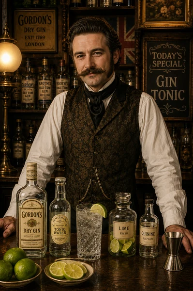 Portrait de Barman britannique traditionnel